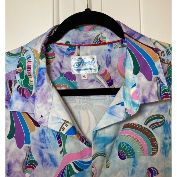 Fresh Print of Bel Air, Psychedelic Mushroom Button Shirt, Size XL - Picture 3 of 13